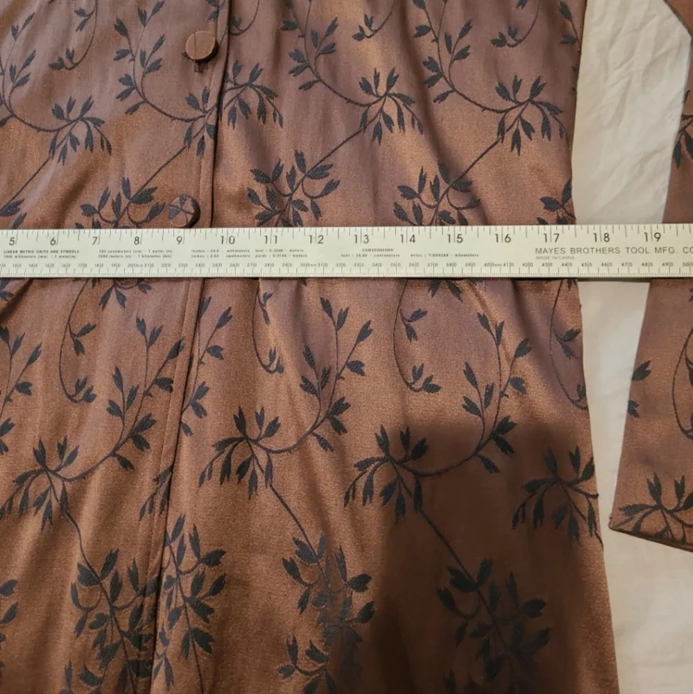 Vintage Brown Satiny Embroided Evening Jacket Blazer Women SZ Small - Picture 8 of 11